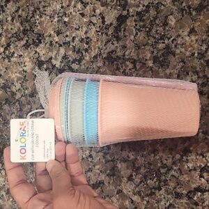 Kolorae Cup with lid and Straw 3 count new BPA free 12 oz dishwasher safe
